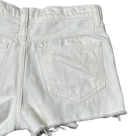 CJLA Carly Jean Los Angeles White Denim Shorts S Distressed Raw Hem Button Fly - Picture 5 of 8
